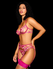 Aluna Pink 3 Piece Lingerie Set