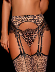 Leopard Print Garter Belt Stockings