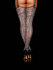 Addison Zebra Print Suspender Stockings