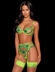 Aluna Green 3 Piece Lingerie Set