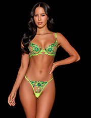 Aluna Green Bra & Bottom Lingerie Set