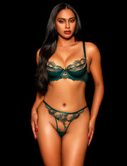 Charlotta Emerald Bra & Bottom Lingerie Set