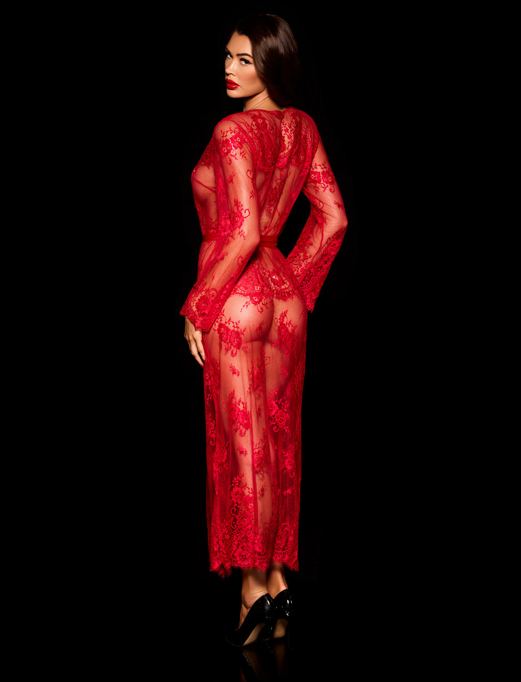 Red Love Lace Full Length Robe