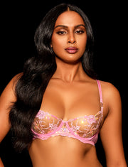 Whitney Sparkling Pink Bra & Bottom Lingerie Set