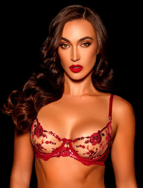 Whitney Sparkling Red 3 Piece Lingerie Set